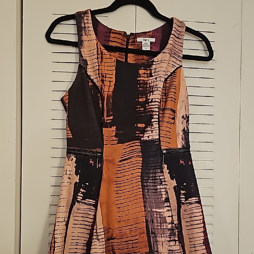 Orange and Brown Halter Fit and Flare Dress